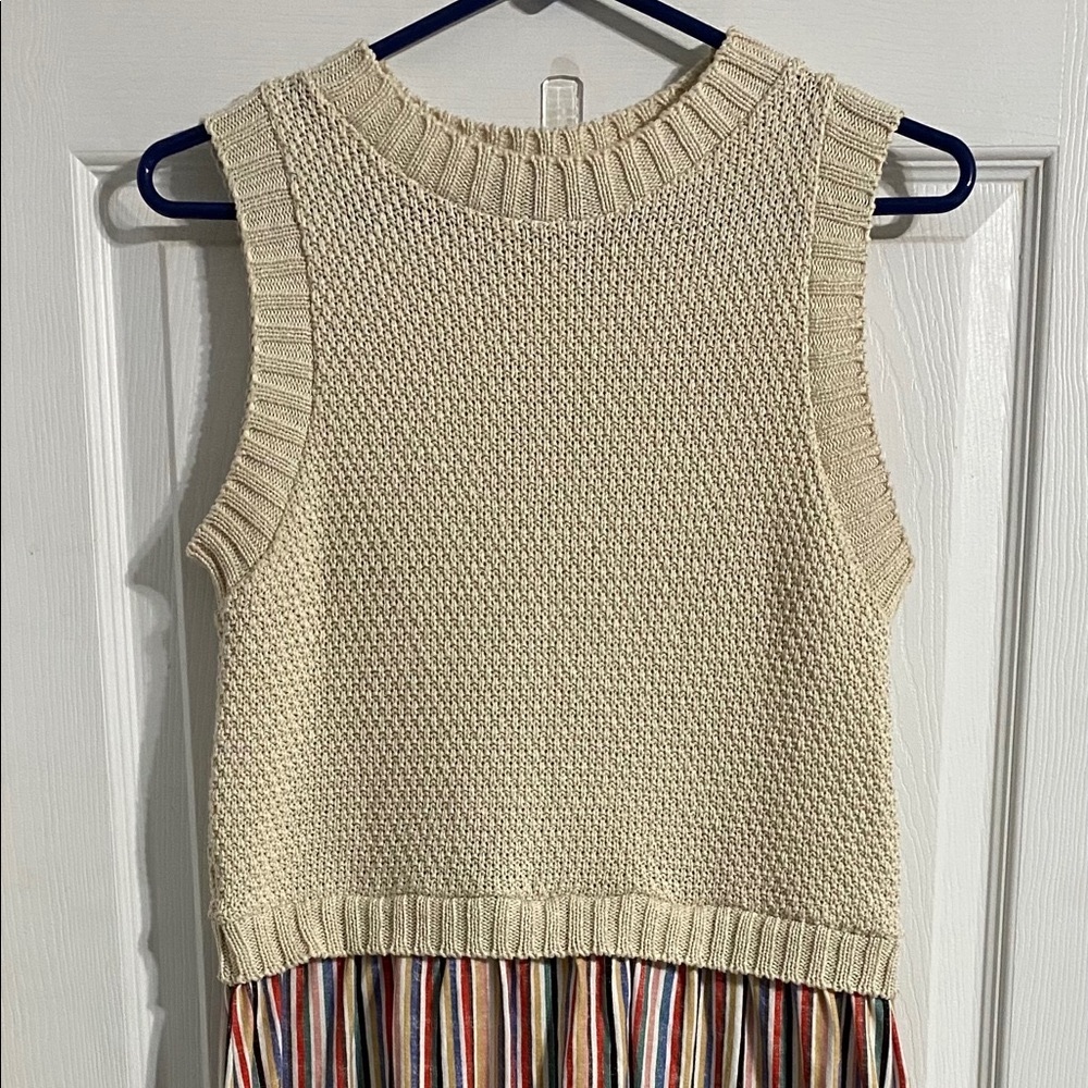 Zara striped dress with crocheted top